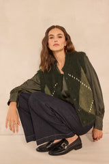 ALPHA FIR GREEN SLEEVELESS MOHAIR CARDIGAN