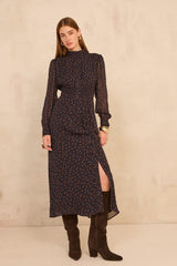 PRISCA FLOWY POLKA DOT DRESS