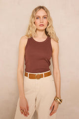 LEOPOLD CARAMEL COTTON BLEND TANK TOP