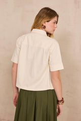 DIEGO CREAM SHORT-SLEEVE DENIM SHIRT