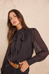 SPIRIT LONG-SLEEVED POLKA DOT BLOUSE