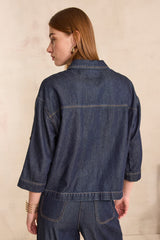 MILO 3/4 SLEEVE DENIM BLOUSE