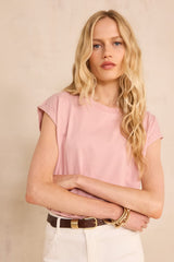 TIMEO PINK SHORT-SLEEVE COTTON T-SHIRT