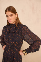 PRISCA FLOWY POLKA DOT DRESS