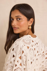 PENELOPPE CROCHETED COTTON SWEATER