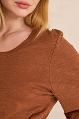 LIANA CARAMEL 3/4 SLEEVE T-SHIRT