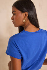 TRYSTAN ROYAL BLUE SHORT-SLEEVE COTTON T-SHIRT