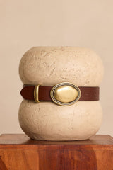 JUSTINE CHOCOLATE LEATHER BELT