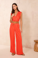 RENATA GERANIUM SLEEVELESS FLUID JUMPSUIT
