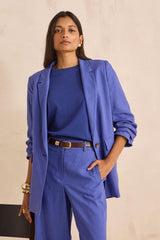 NELIA LAVENDER LINEN BLEND TAILORED JACKET