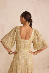 BRIDGET SHINY PRINT FLOWY DRESS