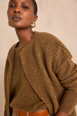 ANTHEA DUCK MIXED WOOL SLEEVELESS CARDIGAN