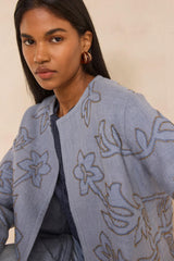 VITALIE PETROL EMBROIDERED COTTON JACKET