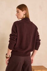 AUGUSTE EGGPLANT SAILOR COLLAR WOOL SWEATER