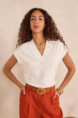 LYS ECRU COTTON SHORT SLEEVE T-SHIRT