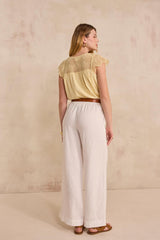 TIM WHITE WIDE LINEN TROUSERS