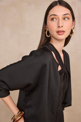 DINO BLACK 3/4 SLEEVE FLUID BOLERO
