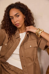 VITA BROWN SHORT SLEEVE COTTON JACKET