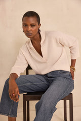 ALICIA PINK CASHMERE POLO SWEATER