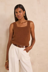 ANNA CARAMEL COTTON TANK TOP