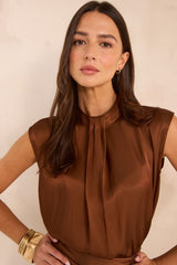 MARLON SLEEVELESS SATIN BLOUSE