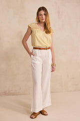 TIM WHITE WIDE LINEN TROUSERS