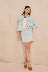 EYELET LIGHT BLUE SHORT DENIM SKIRT