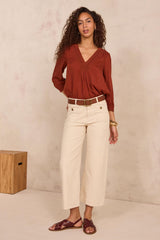 MAE WIDE COTTON BLEND TROUSERS