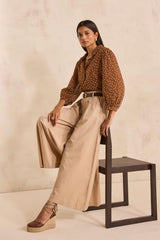 TATIANA BEIGE EXTRA LARGE COTTON TROUSERS