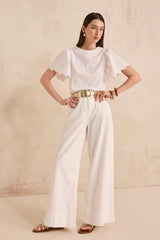 LUNA SHORT SLEEVE EMBROIDERED COTTON T-SHIRT