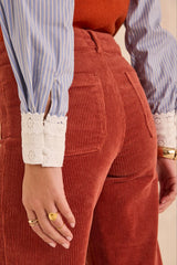 STELLA BIS PUMPKIN WIDE COTTON VELVET TROUSERS
