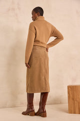 VAYA LIGHT CAMEL STRAIGHT CORDUROY SKIRT