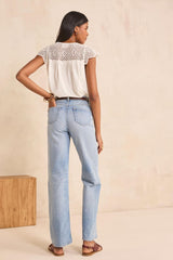 RONNIE LIGHT WASH COTTON BLEND STRAIGHT JEANS