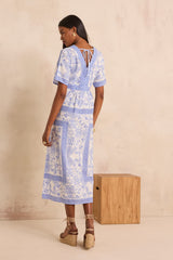 PRUNELLE PRINTED MIXED COTTON LONG DRESS