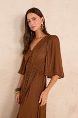 PERLA CARAMEL FLUID DRESS