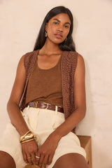 ANGELE SLEEVELESS COTTON CROCHET VEST