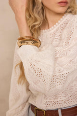 DORIS EMBROIDERED LONG-SLEEVE COTTON BLOUSE