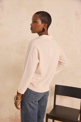 ALICIA PINK CASHMERE POLO SWEATER