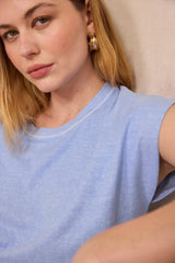 LOIC BLUE HEMP AND COTTON BLEND T-SHIRT