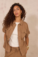 VITA BROWN SHORT SLEEVE COTTON JACKET