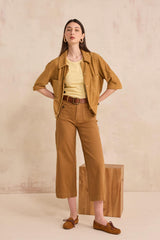 MAE WIDE CROPPED COTTON BLEND TROUSERS