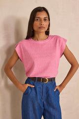 LOIC PINK HEMP AND COTTON BLEND T-SHIRT