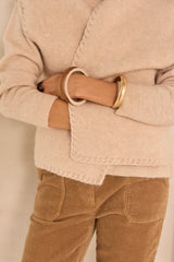 ANTHEA NATURAL MIXED WOOL SLEEVELESS CARDIGAN