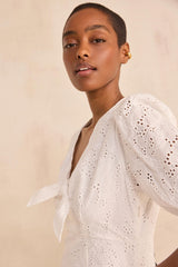 LAURENE STRAIGHT EMBROIDERED COTTON DRESS