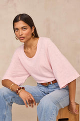 LIANA PALE PINK 3/4 SLEEVE T-SHIRT