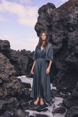 PERLA PETROL FLUID DRESS