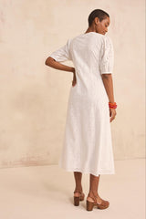 LAURENE STRAIGHT EMBROIDERED COTTON DRESS