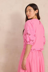 DAWSON PINK EMBROIDERED BLOUSE