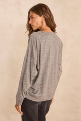 THEOPHILE ANTHRACITE LONG SLEEVE WOOL T-SHIRT