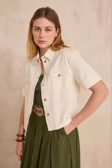 DIEGO CREAM SHORT-SLEEVE DENIM SHIRT